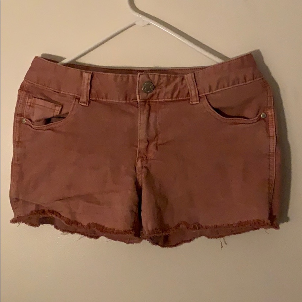 Pink frayed shorts
